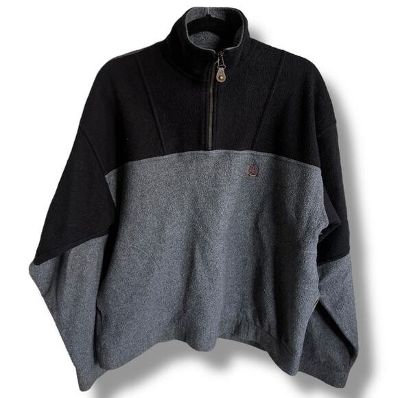 Bugle Boy Vintage Men’s Gray and Black Fleece Pullover Quarter Zip - Picture 2 of 6